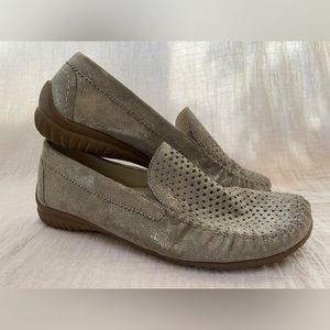 Gabor Comfort Metallic Silver Leather Moccasin 8.5